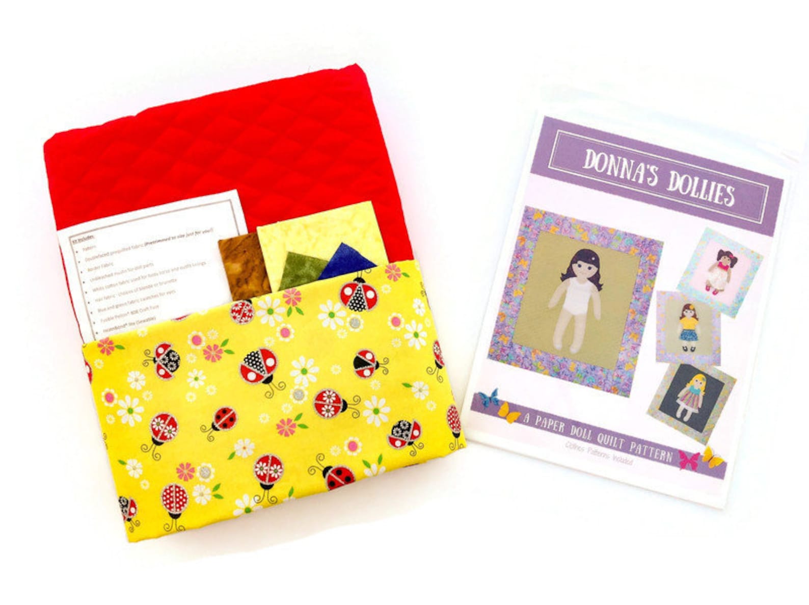 Paper Doll Quilt Kit and Pattern, Red and Yellow Interactive Dress up