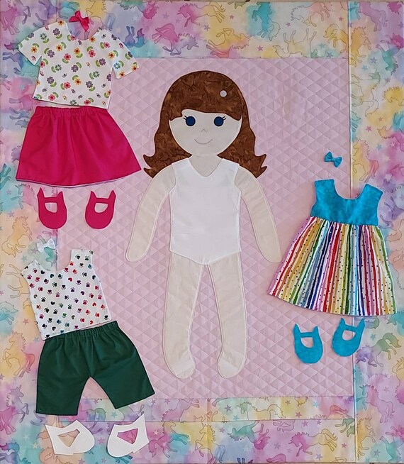 Daisy Paper Doll Quilt for Birthday Girl Dress up Paper Doll