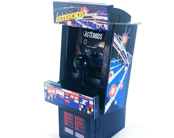 Black Arcade Machine build, Asteroids Theme, Minifigure scale, custom made pieces with Lego