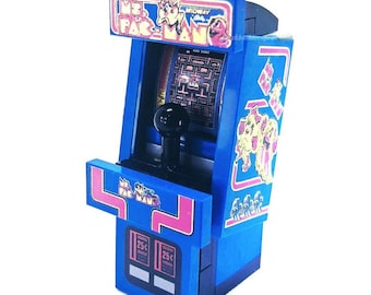 Blue Arcade Machine build, Ms Pac Man Theme, Minifigure scale, custom made pieces with Lego