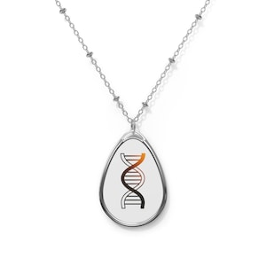 DNA Oval Necklace, Personalized Jewelry, Science Gift, Elegant Pendant, Biology Inspired, Gift for Her, Unique Necklace