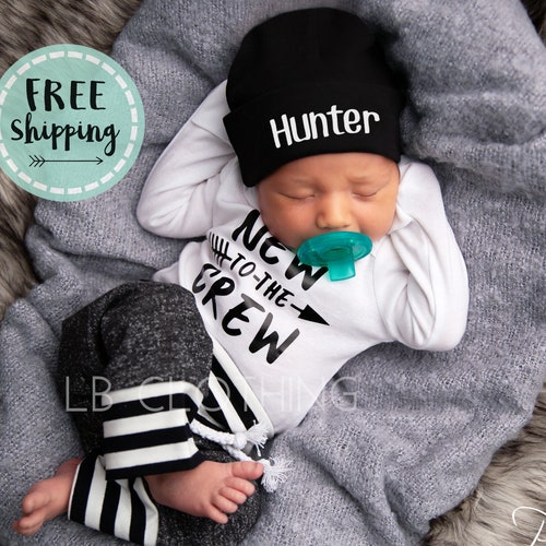 Newborn Boy Outfit Baby Boy Coming Home Outfit Monogrammed Etsy