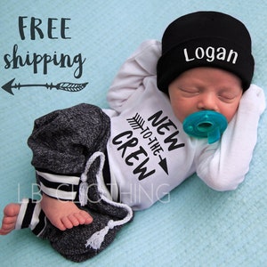 Newborn Boy Coming Home Outfit Baby Boy Take Home Outfit Newborn Outfit Newborn Baby Outfit New to the Crew Outfit Baby Boy