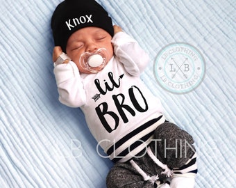 Lil Bro, Newborn Boy Coming Home Outfit Baby Boy Take Home Outfit Newborn Outfit Newborn Baby Outfit New to the Crew Outfit Baby Boy