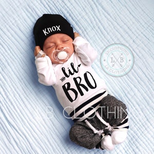 Lil Bro, Newborn Boy Coming Home Outfit Baby Boy Take Home Outfit Newborn Outfit Newborn Baby Outfit New to the Crew Outfit Baby Boy