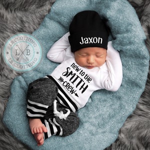 Custom Name Baby Boy Coming Home Outfit Personalized First and Last Name Newborn Boy Take home hospital Outfit