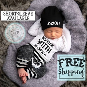 PERSONALIZED NEWBORN BOY Coming Home Outfit baby Boy Hat baby