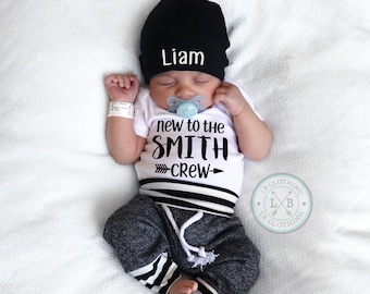 Baby Boy Gift, Personalized Hat, Custom Name outfit, Baby boy Outfit, Baby Boy Clothes, Newborn Boy Outfit, Baby Gift, Photo Props
