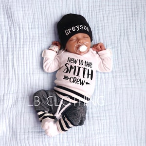 Custom Name Baby Boy Coming Home Outfit Personalized First and Last Name Newborn Boy Take home hospital Outfit