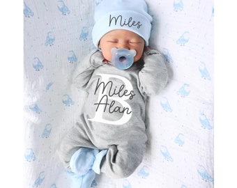 Gender Reveal Outfit, Baby boy coming home outfit, newborn boy going home outfit, baby shower gift, personalized set