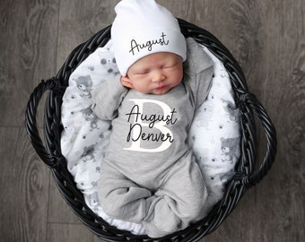 Newborn boy coming home outfit, boy going home outfit, baby boy take home outfit, newborn boy outfit, hospital outfit, fold over mitts