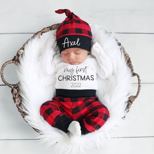 Baby Boy First Christmas Outfit Personalized My First Etsy