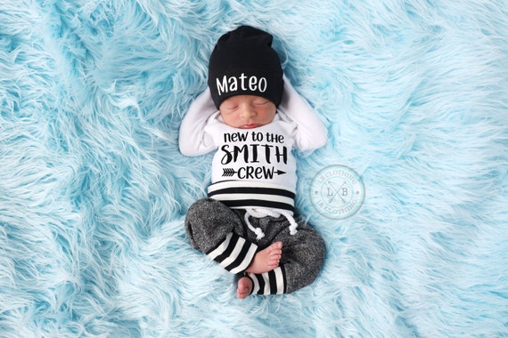 Baby Boy Gift, Personalized Hat, Custom Name Outfit, Baby Boy Outfit, Baby  Boy Clothes, Newborn Boy Outfit, Baby Gift, Photo Props 