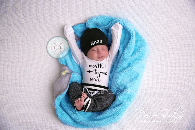 baby boy outfit Worth the wait newborn take home outfit worth the wait baby boy newborn outfit for boys baby boy coming home outfit