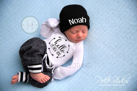 Bebé niño que viene a casa traje personalizado recién nacido niño