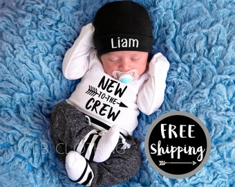 baby boy coming home outfit, personalized baby boy, newborn boy outfit, personalized baby boy outfits, baby boy hat with name