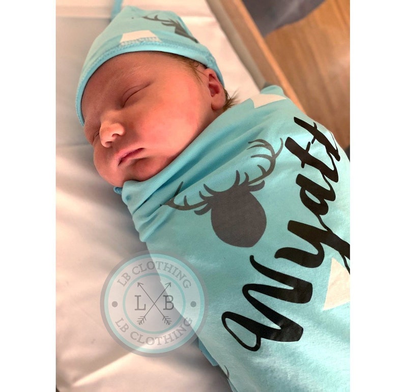 Personalized Baby Swaddle Blanket & hat baby boy swaddle Etsy