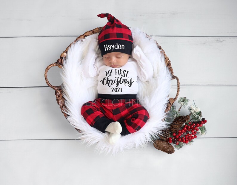 Baby Boy Christmas Outfit, Newborn boy Christmas outfit, Personalized Baby Boy Outfit, Christmas Baby Boy 