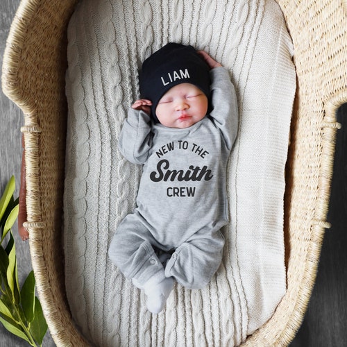 Newborn Boy Outfit Baby Boy Coming Home Personalized Sleeper Etsy