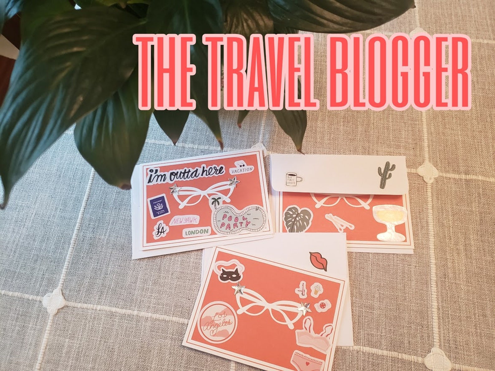 The Travel Blogger card set includes 3 fun and flirty Etsy