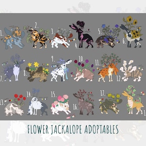 Jackalope Rabbit Feral Adoptables - Flower Mutated Bunny Adopts!
