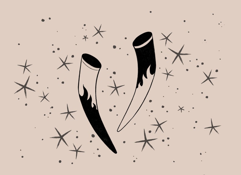 Drinking Horns With Fire Matching Tattoo Couple Partner Etsy