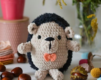 Cute Handmade Hedgehog Plushie, Soft Toy for Toddler, Forest Stuffed Animal Plush Gift, Woodland Nursery Decor, Fall Gift for Kids