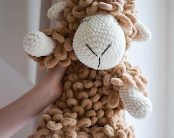 soft sleep companion, personalised plush sheep toy, custom baby shower gift for girl, stuffed animal for newborn, winter baby plushie