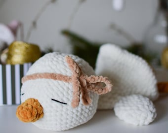cute soft goose toy for newborn, plushie present for daughter, first cuddly toy for baby girl, stuffed animal lovey for babyshower