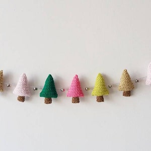 christmas crochet garland, crochet christmas decor, woodland christmas ornaments, wall hanging garland, christmas decor ideas image 1