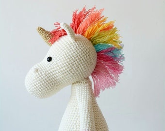 crochet unicorn lovey, stuffed and soft animal toy, birthday gift for rainbow lover, baby shower gift, for little princess, nursery comfort