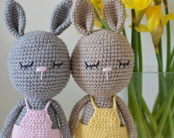 lovey bunny for little girl and boy, cute baby shower gift, adorable bunny toy with long ears and outfit, soft animal plushies