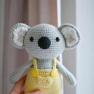 crochet koala bear doll, personalised stuffed teddy, soft comforter for newborn, babyshower gift ideas, first birthday gift for little girl