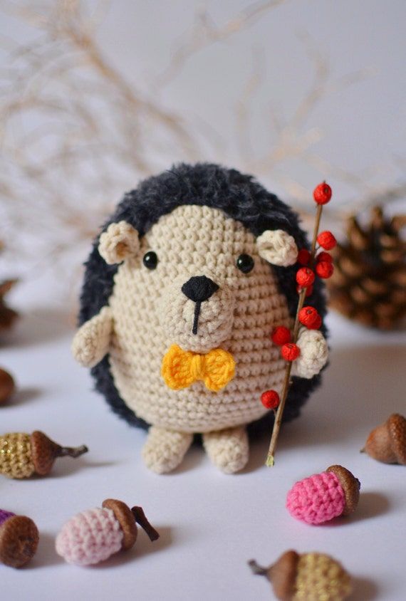 crochet hedgehog toy, stuffed animal toy, gender neutral present, soft plushie for toddler, cute woodland decor, forest nursery accent