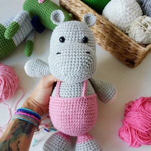 cute hippo toy for baby, nursery room decoration ideas, stuffed animal gift for baby shower, soft animal snuggler for infant image 7