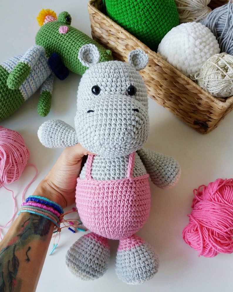 cute hippo toy for baby, nursery room decoration ideas, stuffed animal gift for baby shower, soft animal snuggler for infant image 7