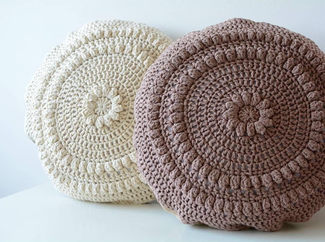 Round pillow cover crochet pillow cover livingroom decor Etsy