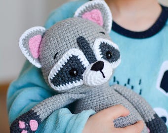 Handcrafted Crochet Raccoon Plush Toy: Newborn Gift