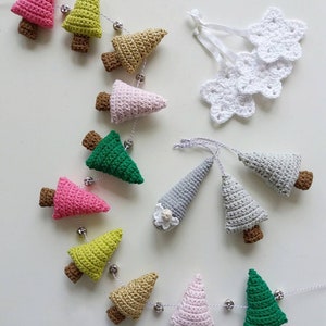 christmas crochet garland, crochet christmas decor, woodland christmas ornaments, wall hanging garland, christmas decor ideas image 3