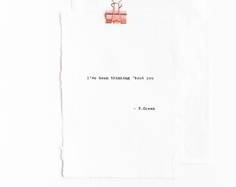 Items Similar To Frank Ocean Thinking About You Lyrics Romantic