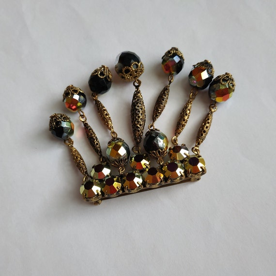 Victorian large crystals brooch with dangling rou… - image 10