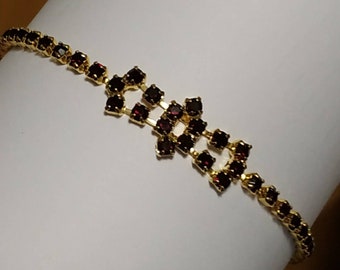 Thin Delicate Bracelet For Girl With Ruby Red Rhinestone Garnet Colors Bracelet Gift for daughter Gift for girlfriend Garnet anniversary