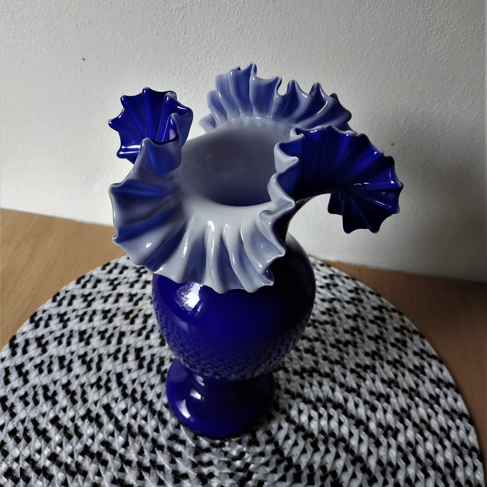 Vintage Bleu Verre Vase Murano verre Art Moderne Milieu du Etsy