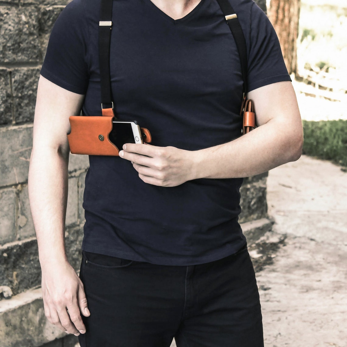 Phone Shoulder Holster Bag iPhone Case Holder Leather Pockets Etsy