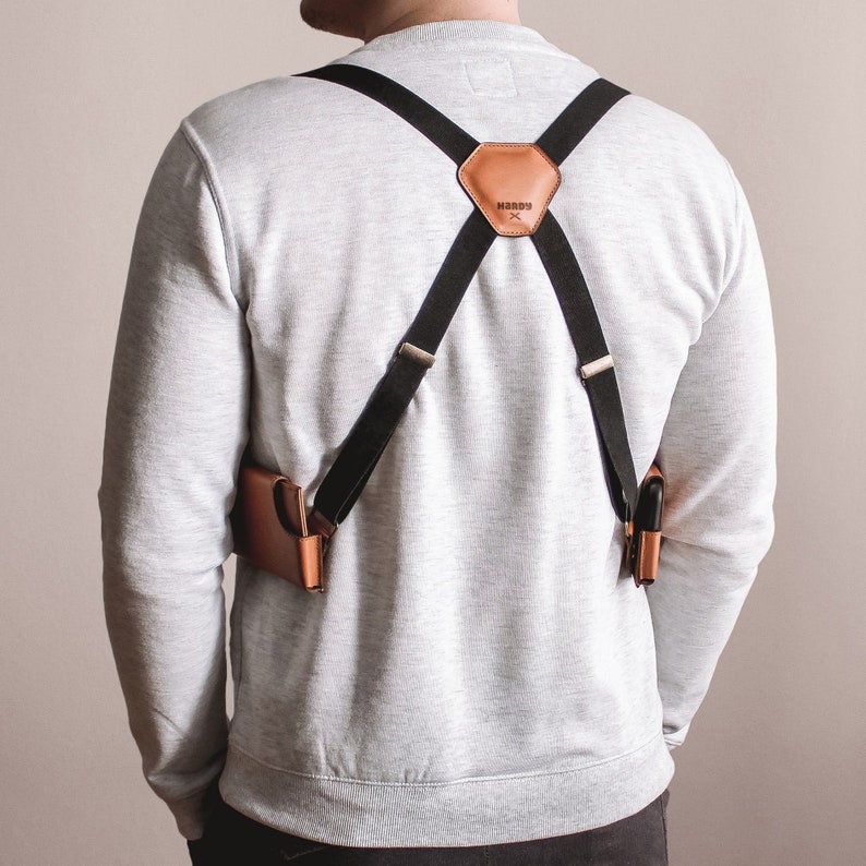 Étui Pistolet Épaule Cuir - Holster Tactique Réglable - 7 Trous Balles - Pour Déguisement/Collection