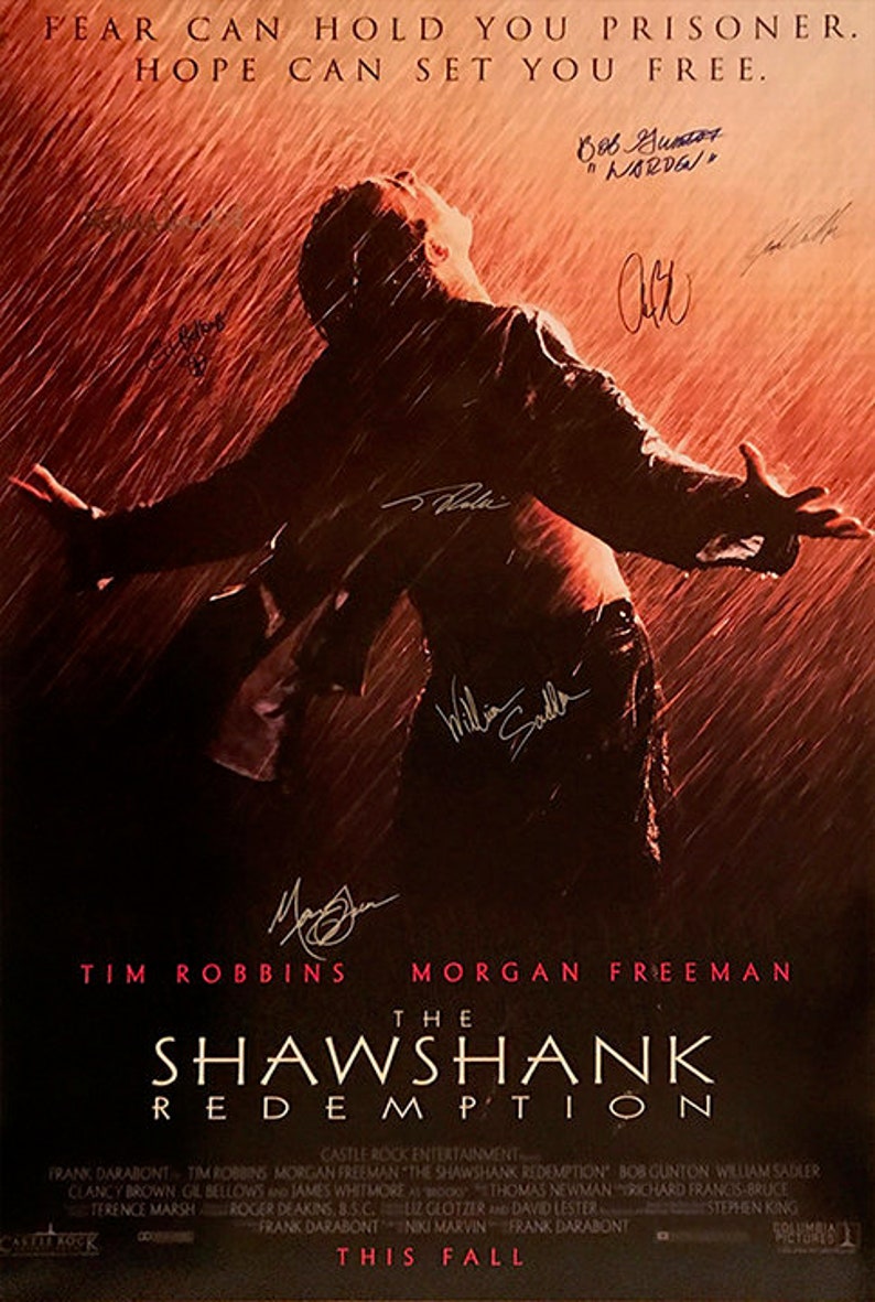 Shawshank Redemption Movie Poster Signed By Cast Etsy