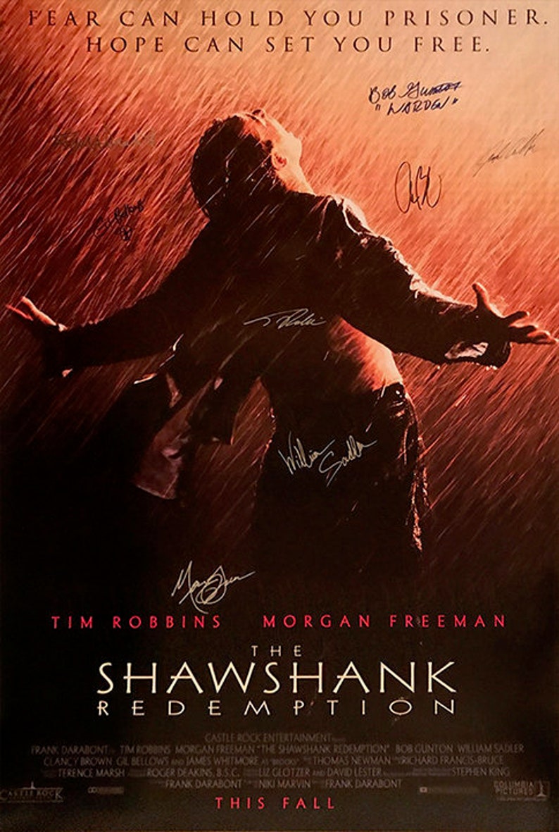 Shawshank Redemption Movie Poster Signed By Cast Etsy Shawshank Redemption Movie Poster Signed By Cast Etsy