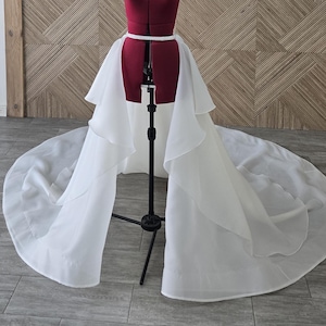 Detachable wedding overskirt, removable wedding train, organza open front wedding train, vintage bohemian beach boho long train separates