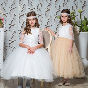 Handmade Tulle Flower Girl Dress: Champagne Party Princess Dress
