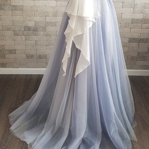 Ombre Tulle Wedding Skirt: Blue Blush Gray Bridal Separates